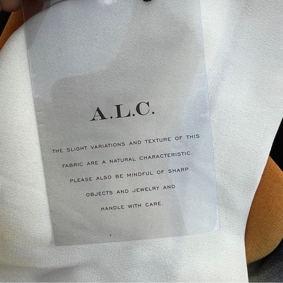 NWT ALC 100% Silk Deep V-Neck Mini Shift Women's Dress‎ 2 Black Orange Luxe Chic - Picture 9 of 11